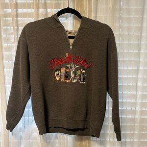 Vintage Embroidered Looney Tunes Zip Hoodie